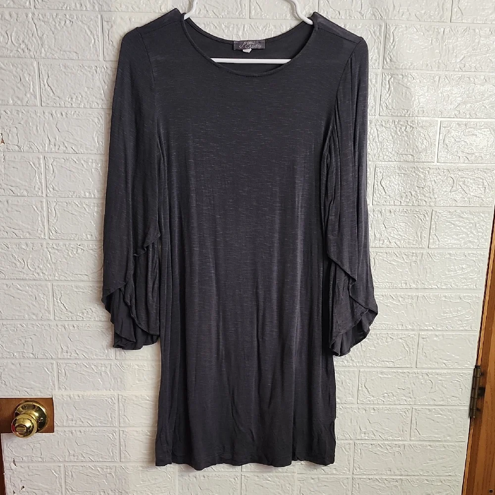 Chic Charcoal Long Sleeve Dress - Picture 1 of 5